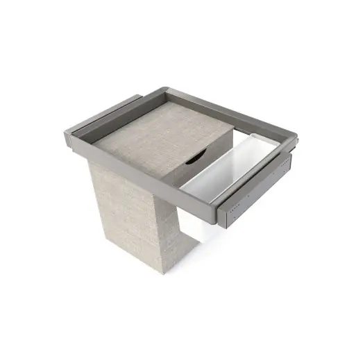 Certifié Kit plateau auxiliaire - panier et rack ajustable Quartz pour armoires - glissières extension totale et à fermeture douce - M - EMUCA