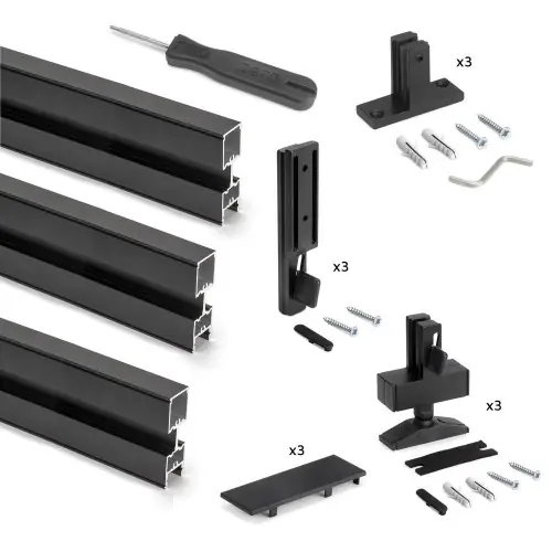 Offre Exclusive Kit structure modulaire Zero pour ferrures et profils, montage sol et mur, triple, noir - EMUCA