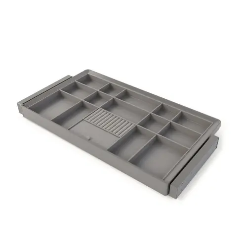 Prix Réduit Kit tiroir organisateur et rack ajustable Quartz pour armoires - glissières extension totale et à fermeture douce - Module 90c - EMUCA