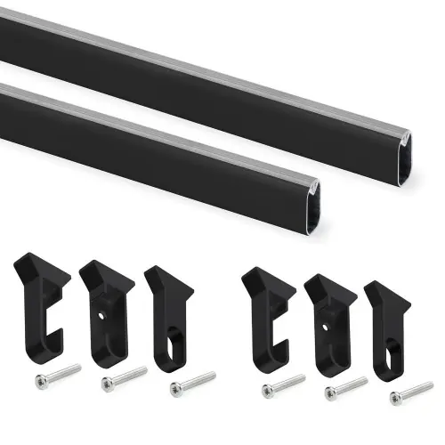 Vente Directe Kit tube de penderie Silk, L 1150 mm, Peint en noir - EMUCA
