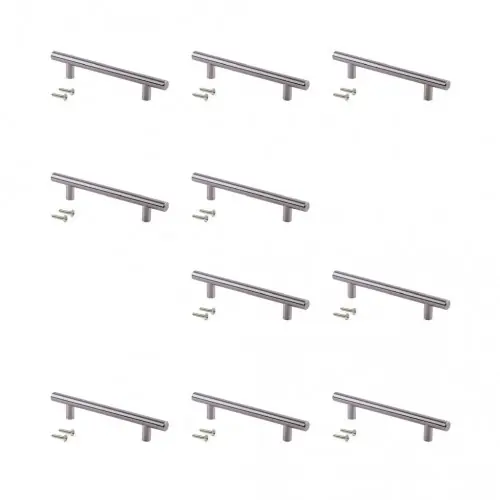 Top Vente Lot de 10 poignées de meuble Orlando 136 mm - entraxe 96 mm nickel satiné - EMUCA