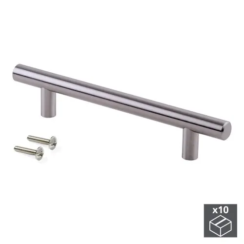 Lot de 10 poignées Orlando D. 12 mm en acier finition nickel satiné avec entraxe 448 mm – EMUCA Remise