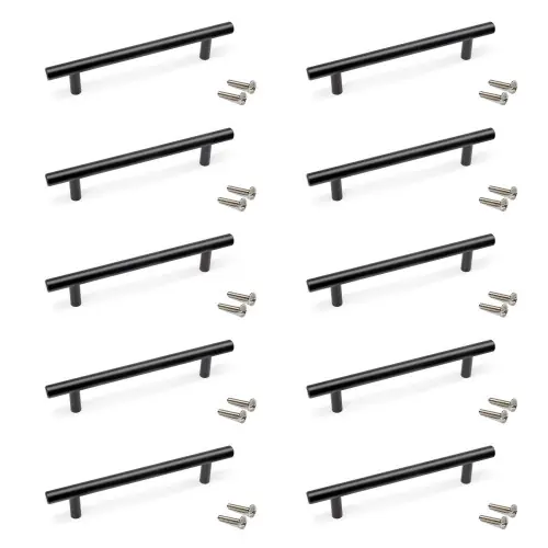 Lot de 10 poignées pour meubles Orlando - L188mm - entraxe 128mm - Acier - Peint en noir - EMUCA Dernier Modèle