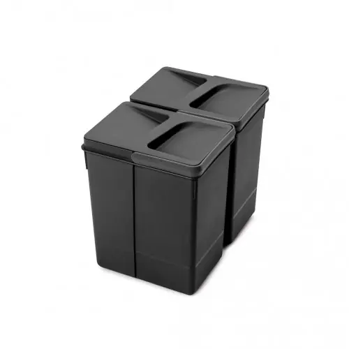 Lot de 2 bacs de tri Emuca Recycle pour tiroir de cuisine - 2 x 7 L noir - EMUCA Promotion Saisonnière