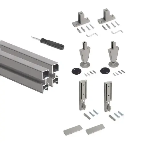 Lot de 2 cadres Zero avec quincaillerie et profilés pour montage au sol et au mur avec vérin circulaire - Aluminium et Zamak - - EMUCA Marque