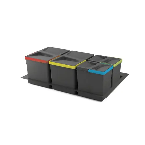 Lot de 2 rails de penderie Luxe de 1-15 m de long - supports- Aluminium et Plastique- Peint en noir texturé - EMUCA Super Prix