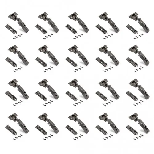 Lot de 20 charnières droites X91 titane - fermeture amortie avec embases à visser - EMUCA Remise