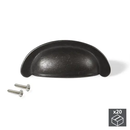 Réduction Lot de 20 poignées Marrakech en zamak finition noir avec entraxe 64 mm - EMUCA
