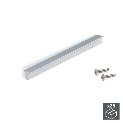 Lot de 25 poignées Dublin en aluminium finition anodisé mat avec entraxe 128 mm - EMUCA Offre Exclusive
