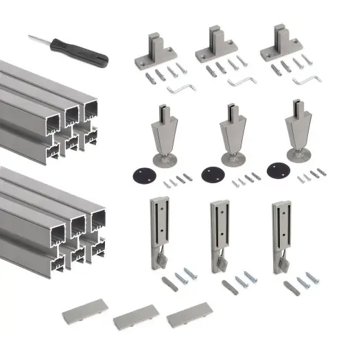 Vente Flash Lot de 3 cadres Zero avec quincaillerie et profilés pour montage au sol et au mur avec vérin circulaire - Aluminium et Zamak - - EMUCA
