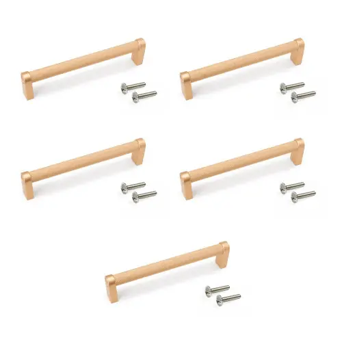 Livraison Express Lot de 5 poignées pour meubles Bergen - L141mm - entraxe 128mm - Aluminium - peint en or - EMUCA