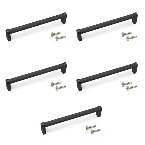 Achetez Aujourd'hui Lot de 5 poignées pour meubles Bergen - L173mm - entraxe 160mm - Aluminium - Peint en noir - EMUCA