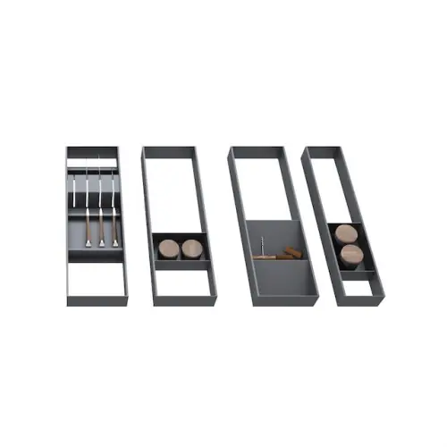 Organisateur Orderbox pour tiroir - Gris anthracite- Acier et Bois - EMUCA Authentique