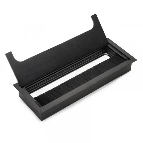 Affaire À Saisir Passe-cables de table Quadrum - rectangulaire - 269x80mm à encastrer - Aluminium - Noir - EMUCA