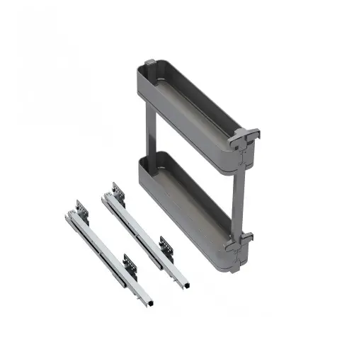 Expédié Aujourd'hui Porte-bouteilles latéral extractible Harmony avec fermeture amortie - Module largeur 150mm hauteur 700mm - Acier et Bois - Gr - EMUCA