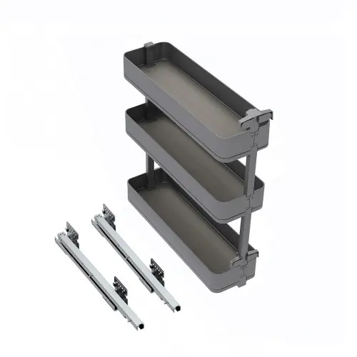 Porte-bouteilles latéral extractible Harmony avec fermeture amortie - Module largeur 200mm hauteur 800mm - Acier et Bois - Gr - EMUCA Produit De Marque