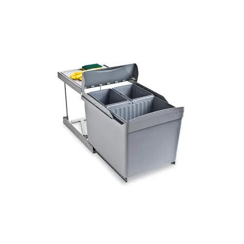 Nouvelle Collection Poubelle de recyclage pour fixation inférieure et extraction automatique dans caisson de cuisine 1x16litres 2x7 - 5litres - Pla - EMUCA