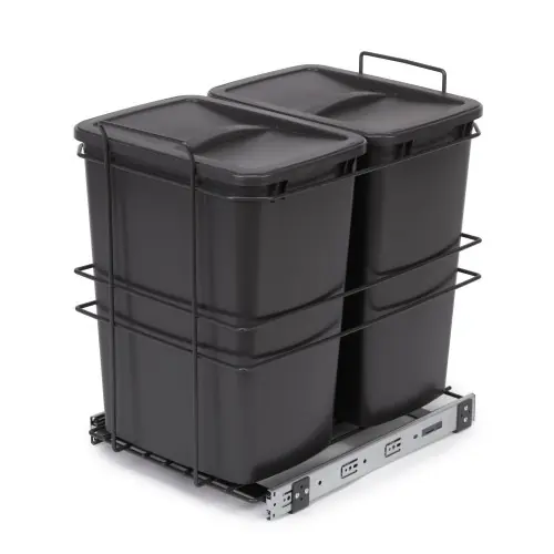 Paiement Sécurisé poubelle de recyclage pour montage inférieur et extraction manuelle pour meuble de cuisine Recycle 2x35litres - Plastique gris - EMUCA