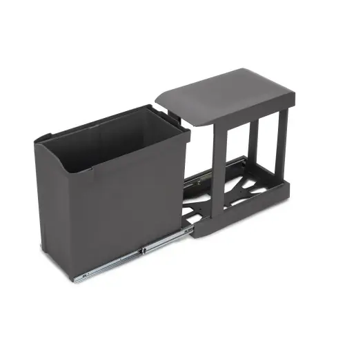 Poubelles de recyclage pour la cuisine - 1 x 30L - fixation inférieure et extraction automatique - Acier et Plastique - Gris - EMUCA Livraison Express