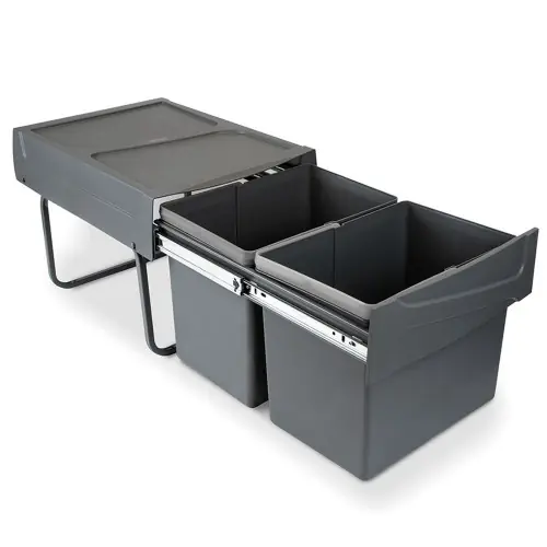 Poubelles de recyclage pour la cuisine, 2 x 15 L, fixation inférieure manuel - EMUCA Authentique