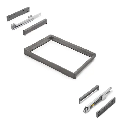Rack avec glissières à extension totale et à fermeture douce pour accessoires d‘armoire Quartz - 662-688mm - Aluminium et plas - EMUCA Bon Marché