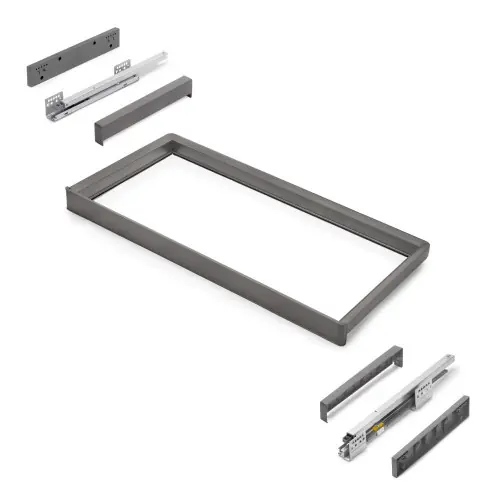 Rack avec glissières à extension totale et à fermeture douce pour accessoires d‘armoire Quartz - 837-863mm - Aluminium et plas - EMUCA Bon Marché