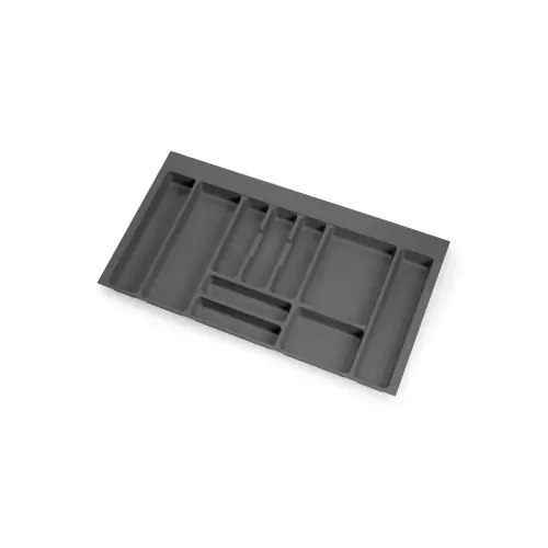 Bon Plan Range-couverts Optima pour tiroir universel – module 900mm – Plastique – Gris antracite – EMUCA