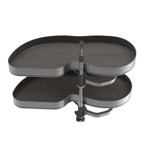 Quantité Limitée Systéme d’angle Lake Harmony pour meuble de cuisine - Gauche - Hauteur réglable - Acier et Bois - Gris anthracite - EMUCA