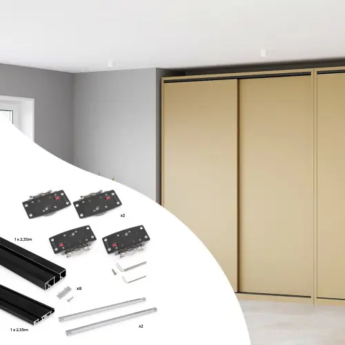 Solde Système de montage en surface Flow 2 en kit pour une armoire avec 2 portes coulissantes en bois avec fermeture souple. - EMUCA