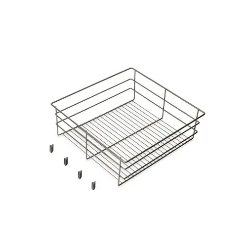 Soldes Tiroir en fil métallique pour armoires et dressings Quartz - 440mm (M60) - Acier - Titane - EMUCA