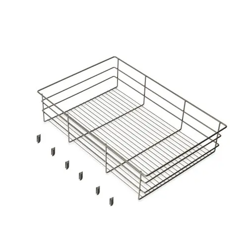 Nouveauté Tiroir en fil métallique pour armoires et dressings Quartz - 640mm (M80) - Acier - Titane - EMUCA