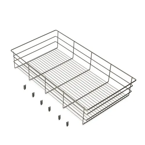 Must-Have Tiroir en fil métallique pour armoires et dressings Quartz - 740mm (M90) - Acier - Titane - EMUCA