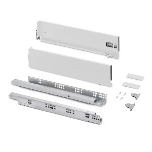 Paiement Sécurisé Tiroir extérieur Vertex avec réglages 3D hauteur 131mm - 60kg - profondeur 500mm - acier - Peint en blanc - EMUCA