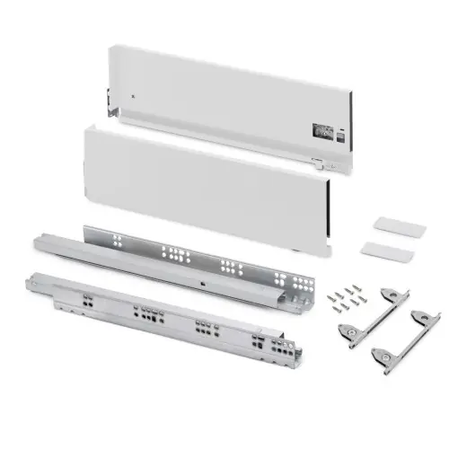 Livraison Express Tiroir extérieur Vertex avec réglages 3D hauteur 178mm - 60kg - profondeur 500mm - acier - Peint en blanc - EMUCA