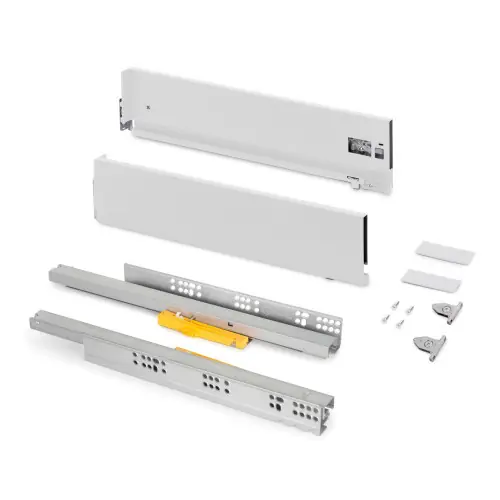 Usine Directe Tiroir extérieur Vertex Push Synchro avec réglages 3D - hauteur 131mm - 40kg - profondeur 500mm - Acier - Peint en blanc - EMUCA