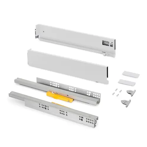 Livraison Express Tiroir extérieur Vertex Push Synchro avec réglages 3D - hauteur 93mm - 40kg - profondeur 350mm - Acier - Peint en blanc - EMUCA
