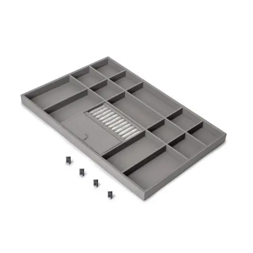 Tiroir organisateur pour placards et commodes Quartz - 640 (M80) - Eco-pelle et bois - Titane - EMUCA Achat Immédiat