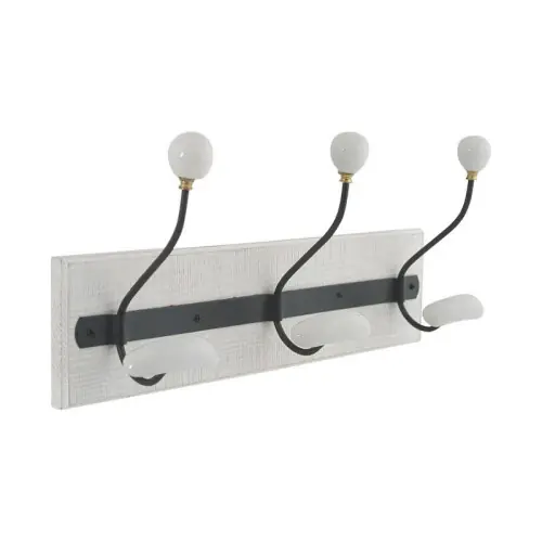 Porte-manteau Galbe en bois, blanc, à fixer, H.19.5 x P.13 x l. 42.5 cm – EVOLUDIS Haute Qualité