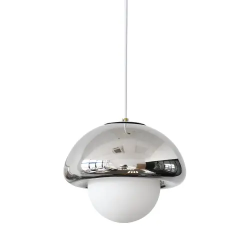 Suspension Pop champi verre, chrome, Diam.25 cm, E27 - EXAGON Réduction
