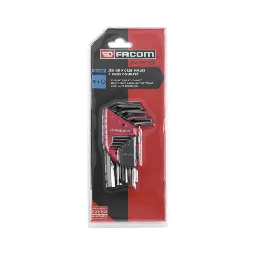 Lot de 9 clés mâles courtes en acier forgé 82H JP9APG - FACOM Commander Vite