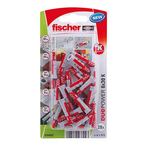 Chevilles à expansion ou à verrouillage de forme FISCHER, Diam.6 mm x L.30 mm - FISCHER Prix Réduit