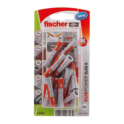 Chevilles à expansion ou à verrouillage de forme FISCHER, Diam.8 mm x L.40 mm - FISCHER Paiement Sécurisé