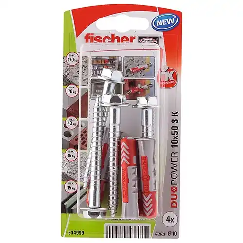 Satisfait Ou Remboursé chevilles et tirefonds FISCHER, Diam.10 x L.50 mm – FISCHER