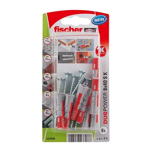 chevilles et vis FISCHER, Diam.8 x L.40 mm - FISCHER Authentique