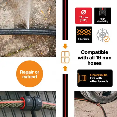 Remise Raccord réparateur - FiberComp 19 mm - jonction tuyau arrosage 3/4 universelle - FISKARS