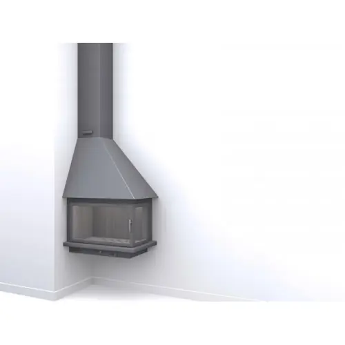 Cheminé suspendue de coin gauche avec porte + Foyer plaque refractaire CH57-R1-PC – anthracite – FOCGRUP Commander Maintenant