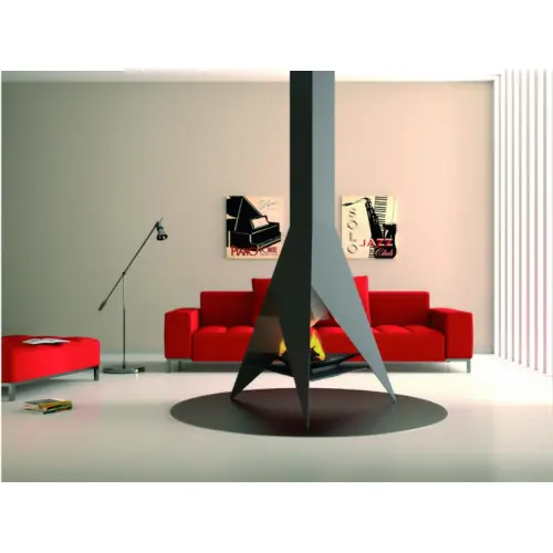 Solde Cheminée centrale anthracite sans porte + Base et Foyer acier CH94 - FOCGRUP