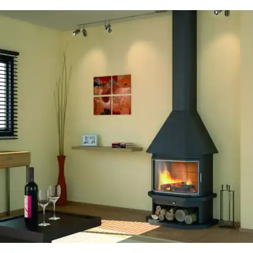 Promotion Cheminée frontale avec porte + Base et Foyer réfractaire CH64 – anthracite – FOCGRUP