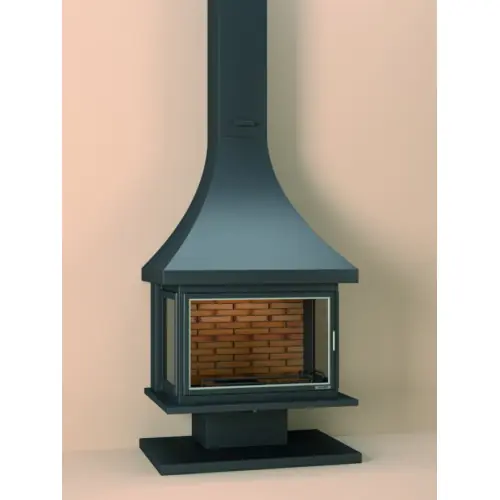 Cheminée frontale avec porte + Base et Foyer réfractaire CH72 – anthracite – FOCGRUP Nouvelle Collection