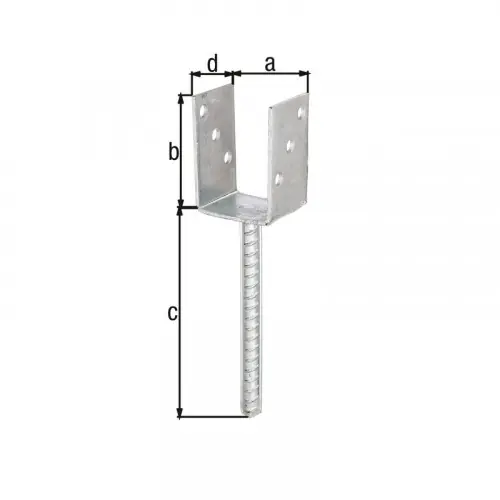 Ancre poteau U+tige canelée T327galvanisée à chaud à bétonner 71×100 – GAH ALBERTS Pas Cher